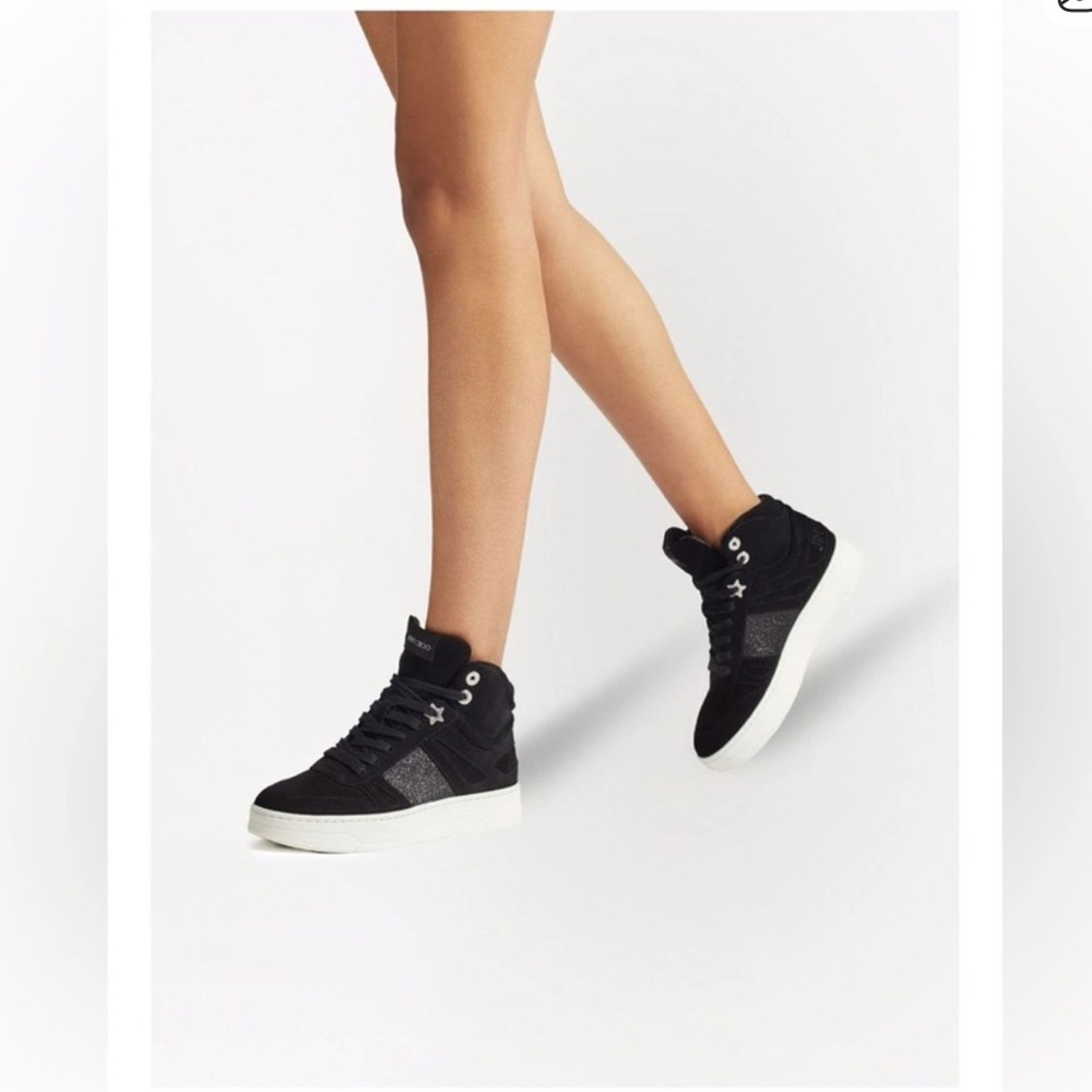 Jimmy Choo HAWAII Women's Black High-Top Sneakers Size 36